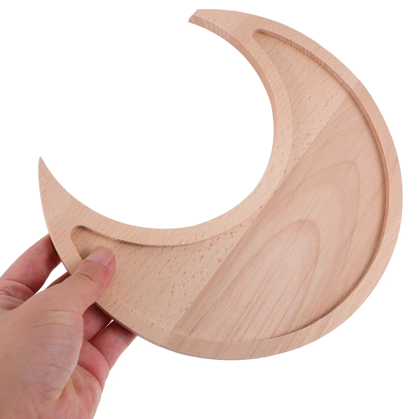 1Set Exquisite Wooden Jewelry Tray Storage Plate Moon and Round Shape Desktop Organizer for Jewelry Cosmetics and Keys