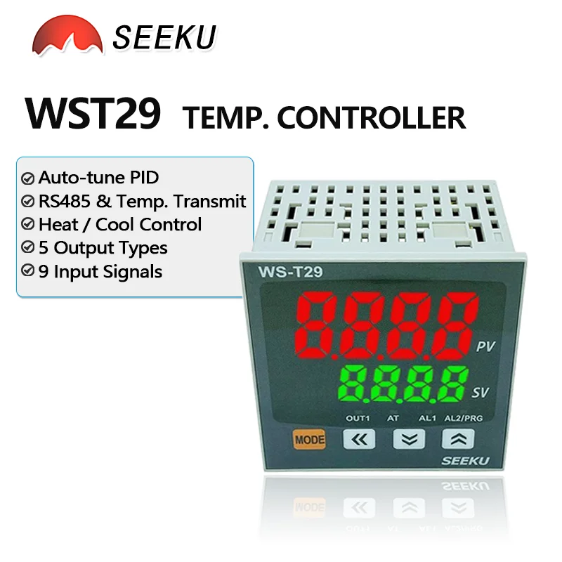 SEEKU PID RS485 Supports multiple sensor inputs W96XH96mm Temp Controller Relay SSR 0-10V 4-20mA Output Modbus AC/DC 24V AC 220