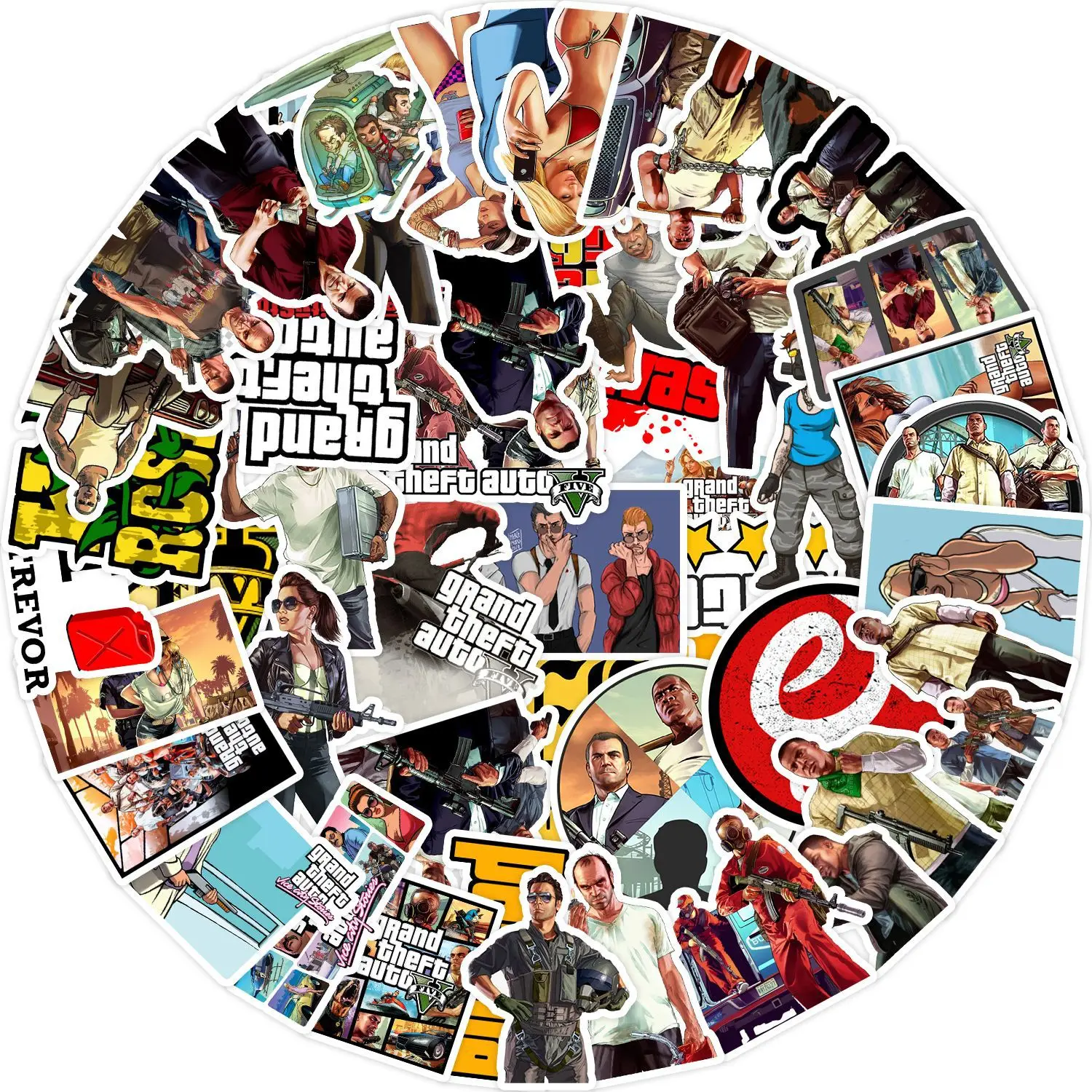 50PCS Shooting Game GTA Character Sticker for Journal Luggage Laptop IPad Skateboard Motorcycles Helmet Waterproof Stickers