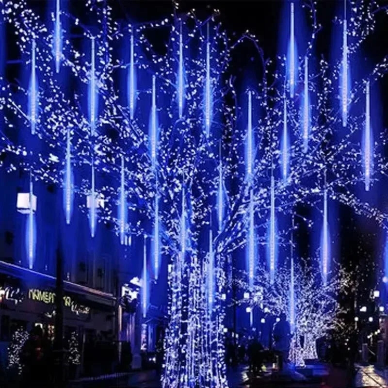 30/50cm 8Tubes Meteor Shower Rain Led Fairy String Lights Street Garlands Christmas Tree Decorations for Outdoor New Year Decor