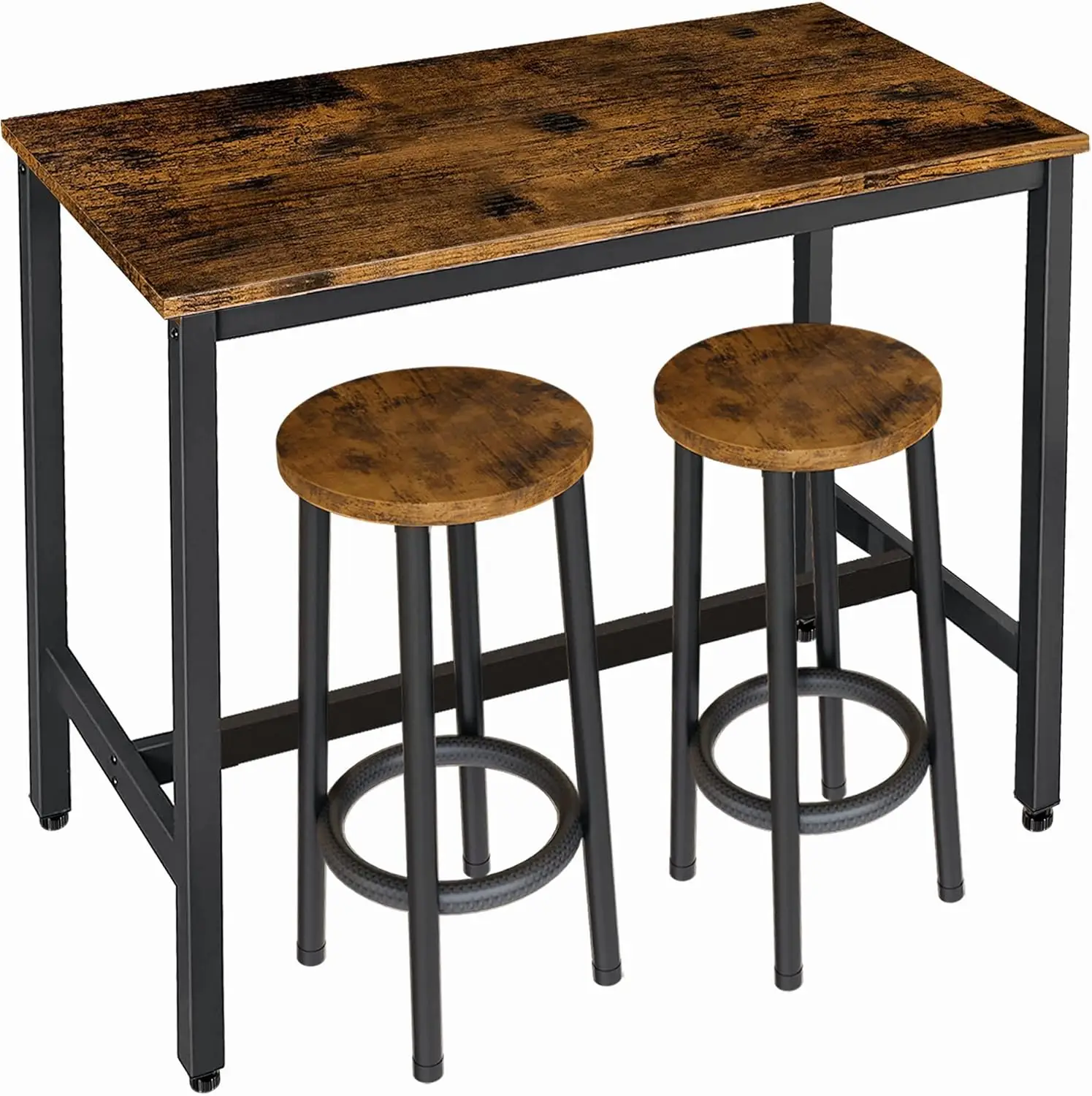 

Bar Table Set, 47" Pub Table High Table, Counter Dining Table with 2 Stools, 3 Piece Rectangle Kitchen Set Breakfast Bar