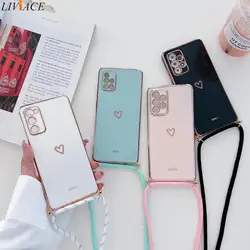 Liebe Herz Cross body Lanyard Beschichtung Fall für Samsung Galaxy A53 A 53 A52 A52S A73 A33 A72 A32 4G A51 A71 A12 A22 A54 Abdeckung