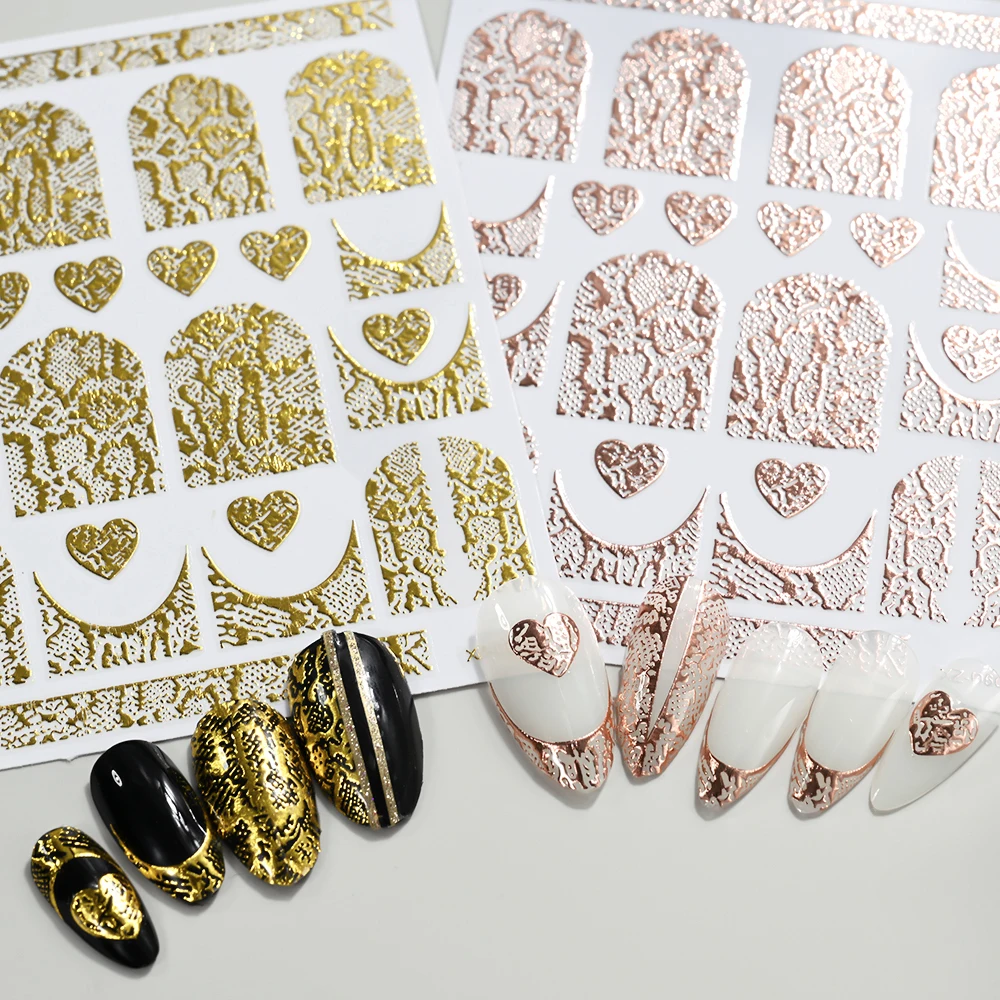 3D Y2k รูปแบบงูสติกเกอร์เล็บทองเงินเลเซอร์งูเสือดาวพิมพ์สติกเกอร์เล็บ Bronzing Self-Adhesive NAIL Wrap Decals
