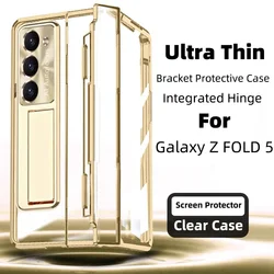 Transparent Case For Galaxy Z Fold 7 6 5 4 3 Case Hinge Protection Full Cover Screen Protector Stand Cases For Samsung ZFold 7