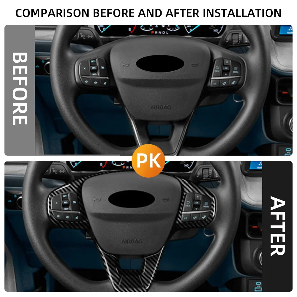 ديكور السيارة الداخلي عجلة القيادة لوحة الترتر غطاء أسفل الكسوة ملصق ABS لفورد مافريك 2022-2024 #2