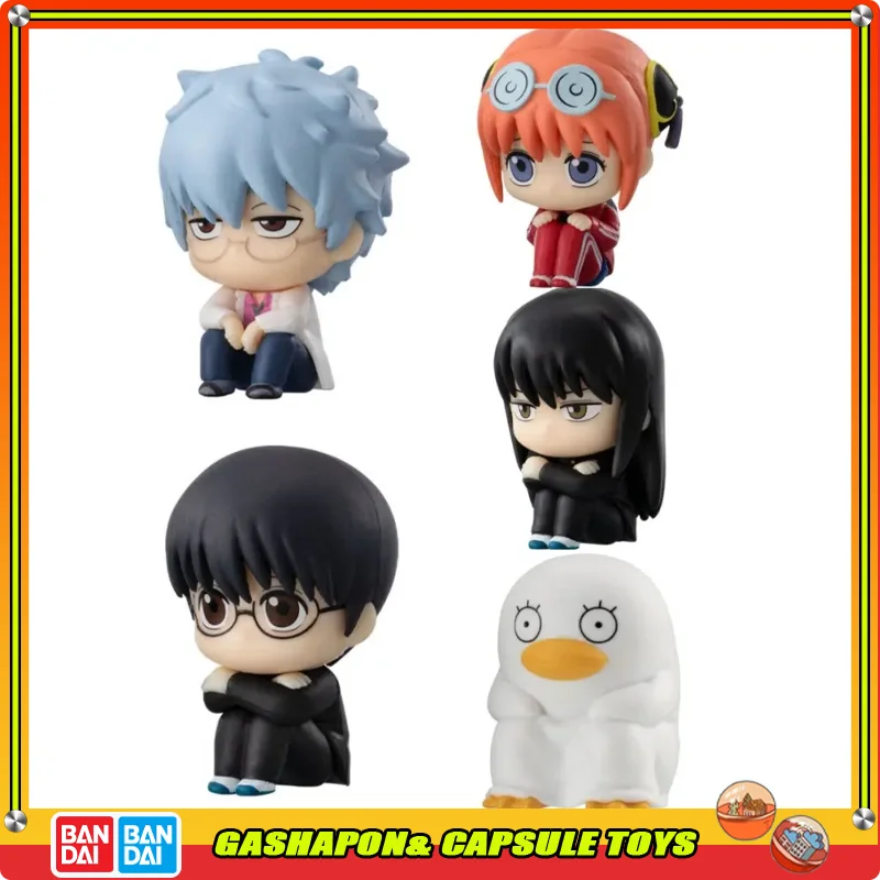 

Bandai Gintama Action Figure Model Gintoki Shinpachi Kagura Gashapon Ball Sitting Posture Design Collectible Figurines Genuine