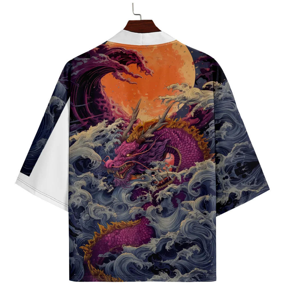 

Japanese Anime Dragon Print Samurai Kimono 2024 Harajuku Men Women Cardigan Haori Summer Beach Yukata Asian Clothing