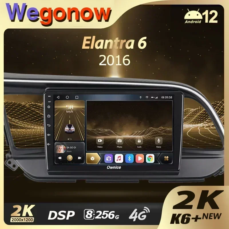 

Ownice K6+ 2K 13,3 дюйма для Hyundai Elantra 6 2018-2020 Автомобильный радиоприемник Мультимедийный видеоплеер Navi Стерео GPS Android 12 Без 2din 2 Din