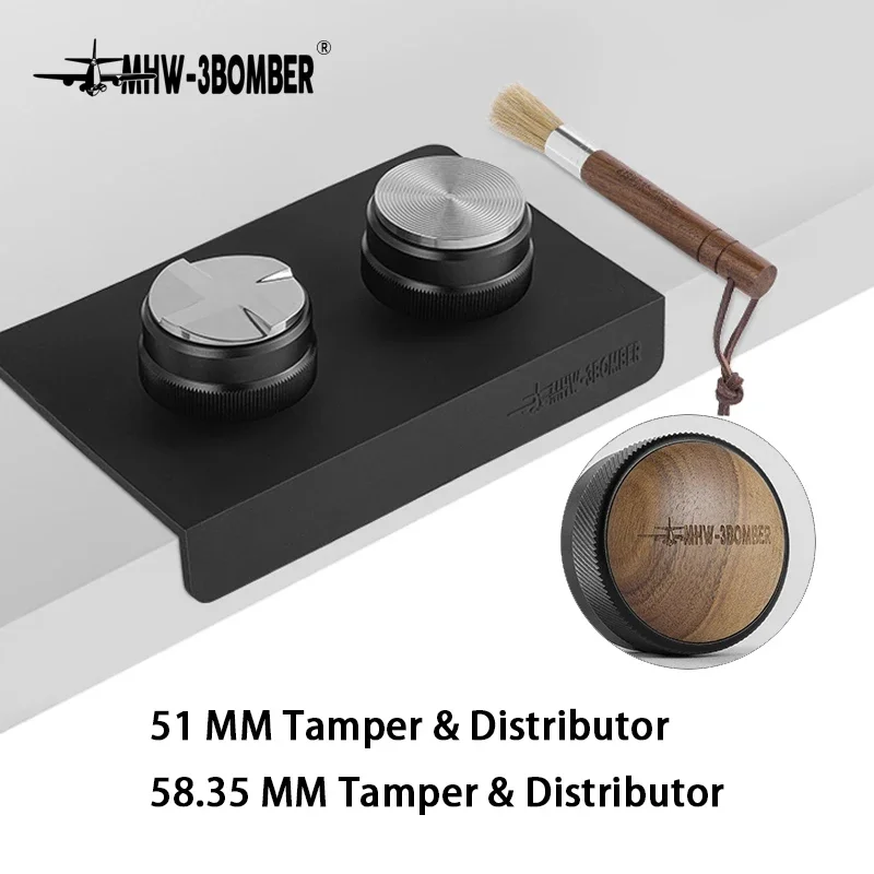 

MHW-3BOMBER CD-Texture 51/53/58 мм Темпер и распределитель эспрессо с ковриком для утрамбовки, Кисть-Профессиональные предметы первой необходимости для бариста