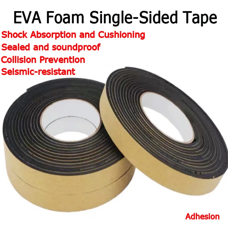 

EVA sponge tape, black, strong single-sided adhesive, sponge pad, anti-collision, thickened cushioning foam tape