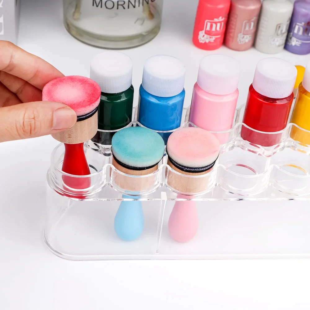 11.5x3x3.3inc Clear Storage Rack Storage Container Organizer Craft Paint Organizer Hold 15Each for Bottles&Blending Storage Tool
