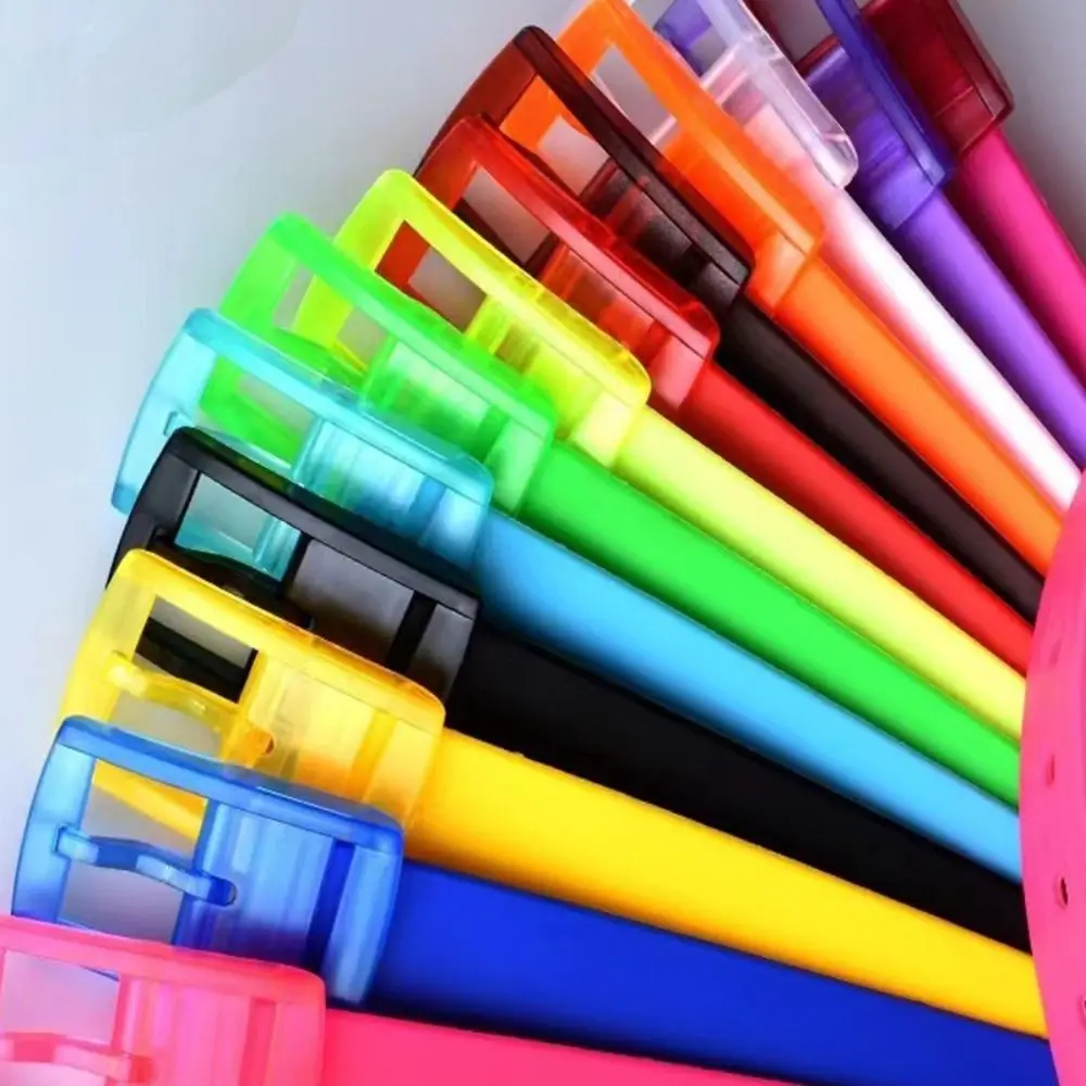 Candy Color Luxury Brand Design Silicone Belt Couple Casual Square Pin Buckle Belt Metal Free Waistbands