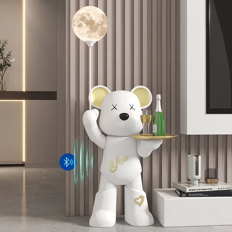 Violent bear, moon lamp, storage floor, large ornament, next to the TV cabinet, by the sofa