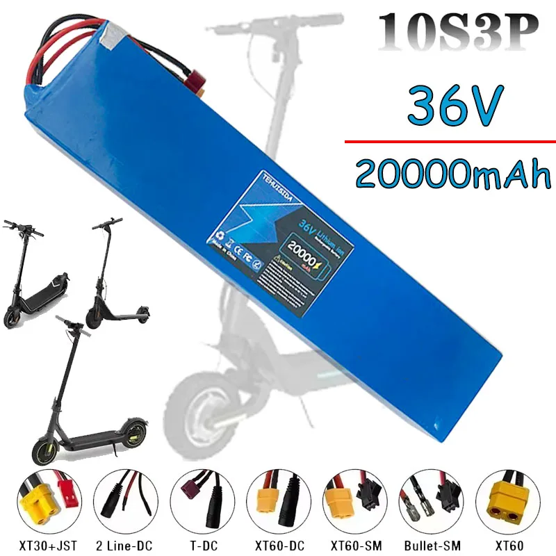 

Batterie Au Lithium Rechargeable 36V 20Ah 18650 10S3P 1000W Avec BMS Pour Batterie De Vélo Et Scooter + Chargeur