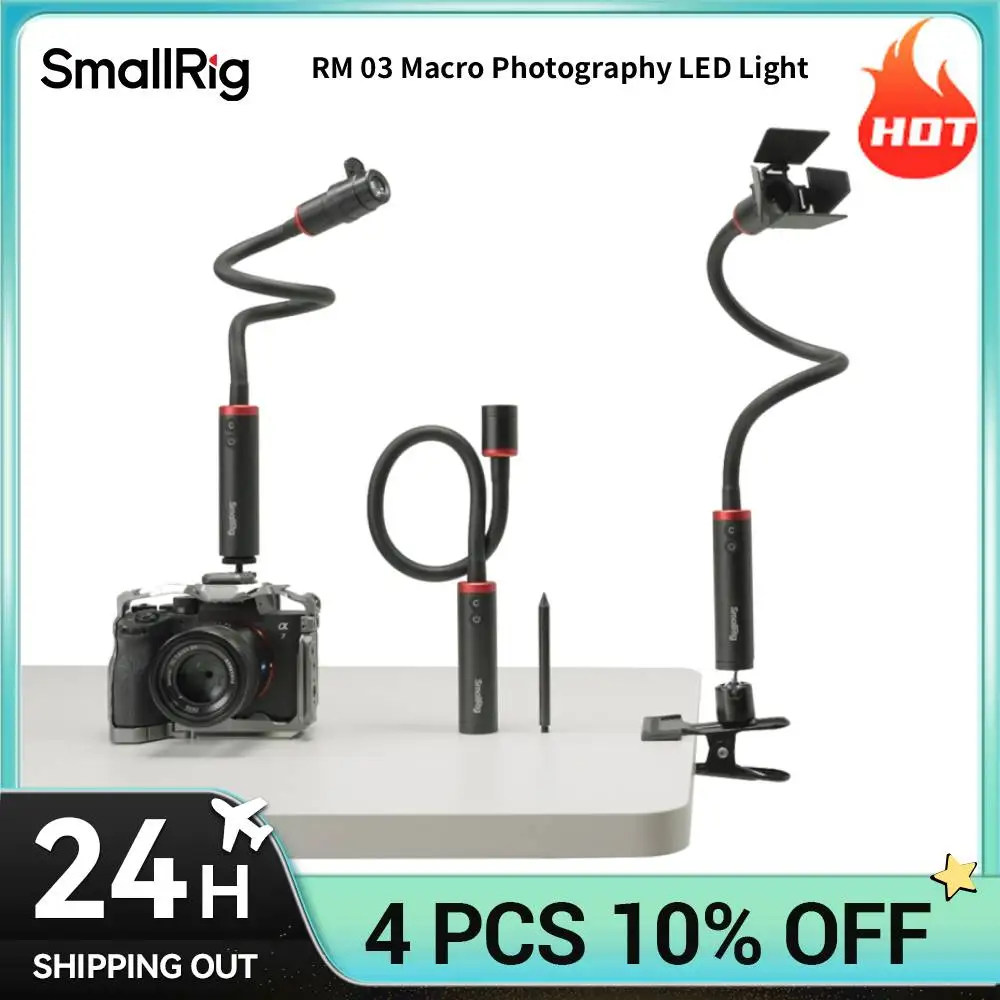 

SmallRig RM 03 Macro Light 5 цветов с диффузором, 4-лепестковый рассеиватель света, для стоп-моушн анимации, ветрозащитный светодиодный светильник для фотосъемки