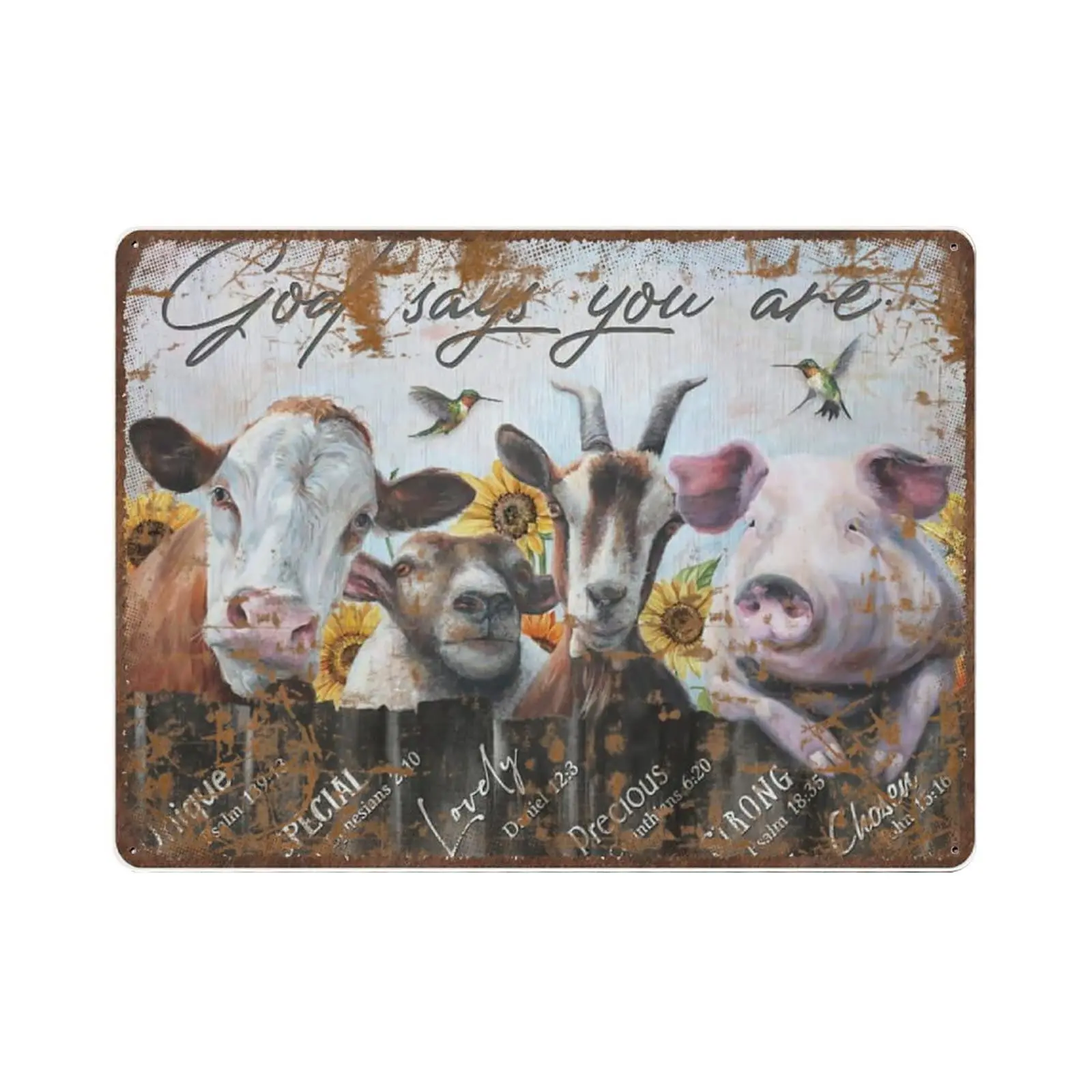 Letrero de estaño de Metal grueso Retro, letrero de estaño con animales agrícolas dios dice que eres, carteles novedosos, arte de pared para decoración del hogar, letreros divertidos para el hogar/K
