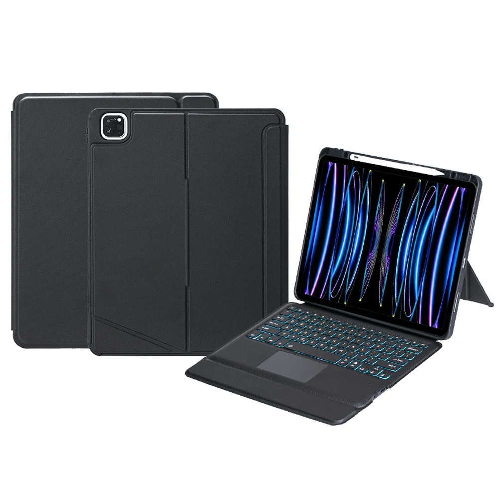 

A129-AS for iPad Pro 12.9-inch (2018) / (2020) / (2021) / (2022) Backlit Touchpad Keyboard Case Pen Holder PU Leather Kickstand