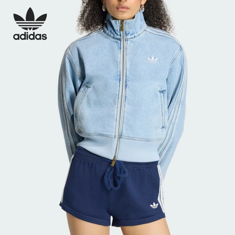 Adidas Clover Women's Striped Turtleneck Zipper Long Sleeve KQ6492