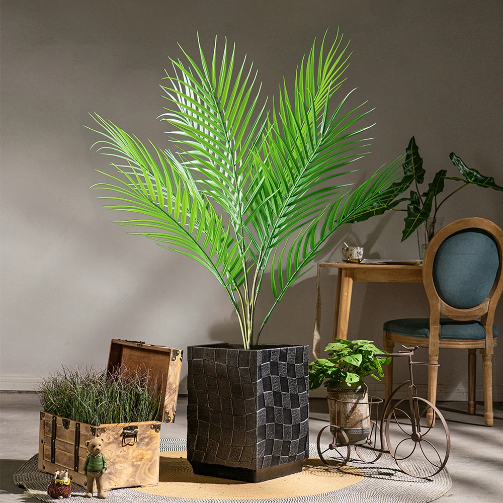 50-88cm Tropical Artificial Plants Large Fake Palm Tree Plastic Green Plant Leaves Tree Branch for Garden Home Office Decor