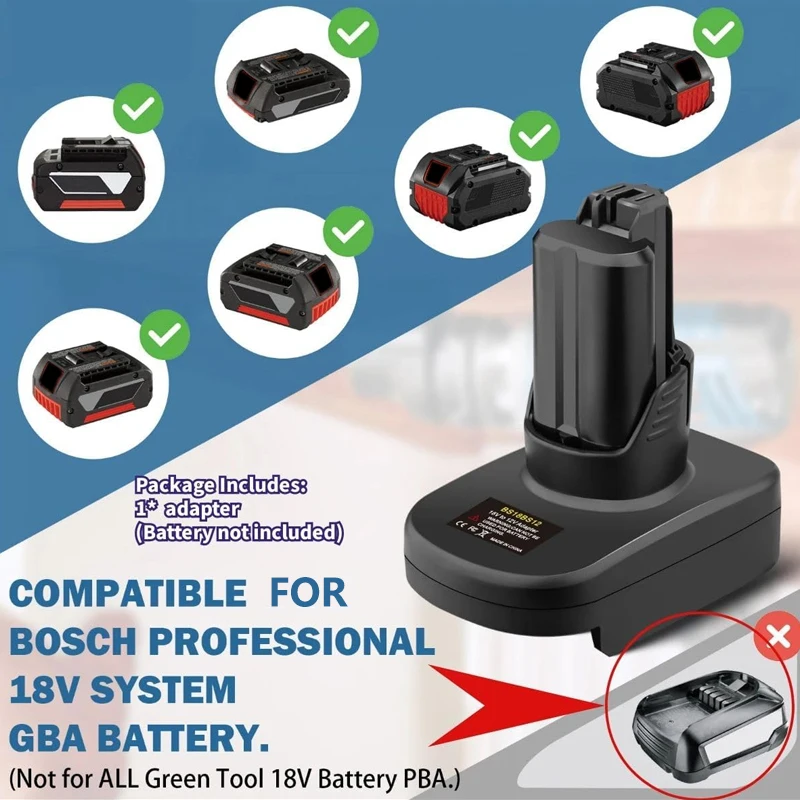 Adattatore batteria per batteria Bosch/Makita/Milwaukee/Dewalt 18/20V Converti in convertitore batteria per utensili elettrici a batteria Bosch 12V