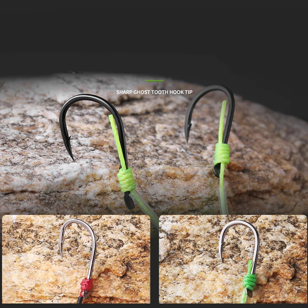 2pcs Flip Fishhooks for Carp Fishing Flap Explosion String Hook Set Spring Carbon Steel 8 Barbed Hooks Tackle Pesca 6-12# T4