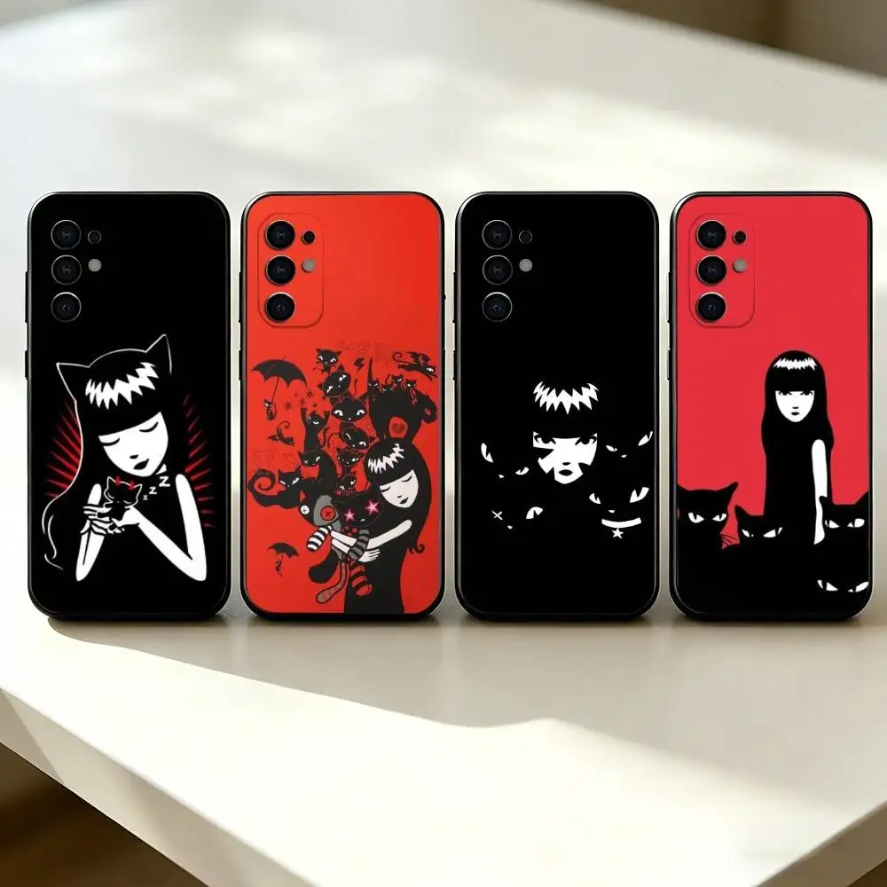 E-Emily the Strange and cats Phone Case For Samsung S25,S24,S21,S22,S23,S30,Ultra,S20,Plus,Fe,Soft Silicone Black Cover
