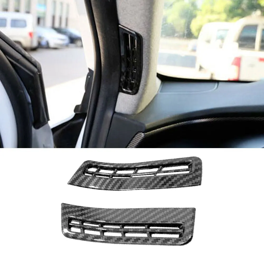 2pcs Carbon Fiber Black Car Dashboard Upper Air Outlet Vent Trims for Hyundai Santa Fe 2019-2022