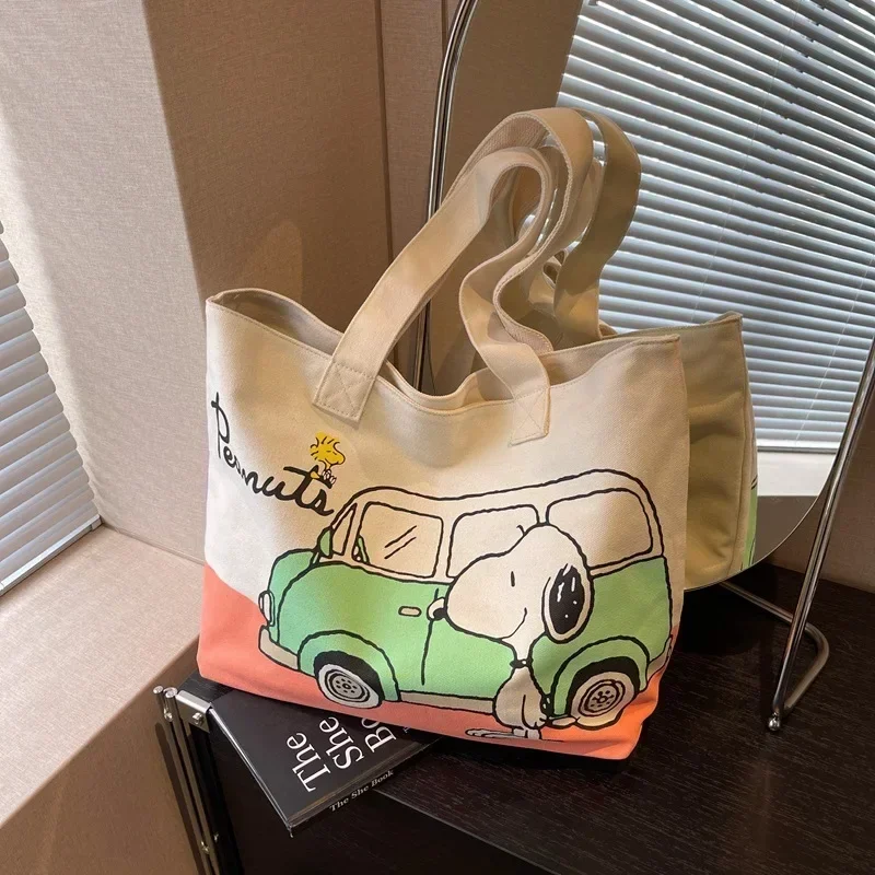 

Snoopy Summer New Canvas Shoulder Bag Women's Large Capacity Women's tote Han Art Shopping Bag handbag