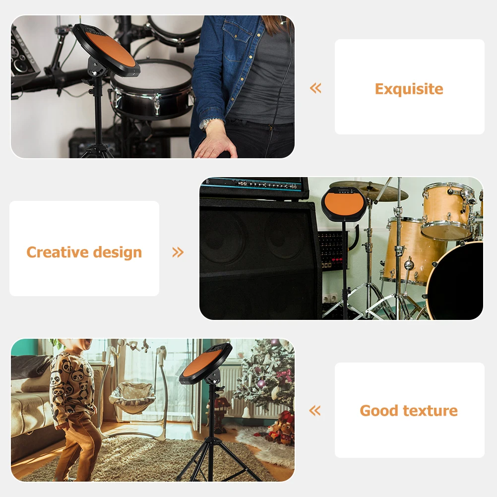 

1 set 8 Inch Dumb Drum Pad Double Sided Portable Rubber Practice Pad Tripod Stand Percussion Accessories Lightweight Durable