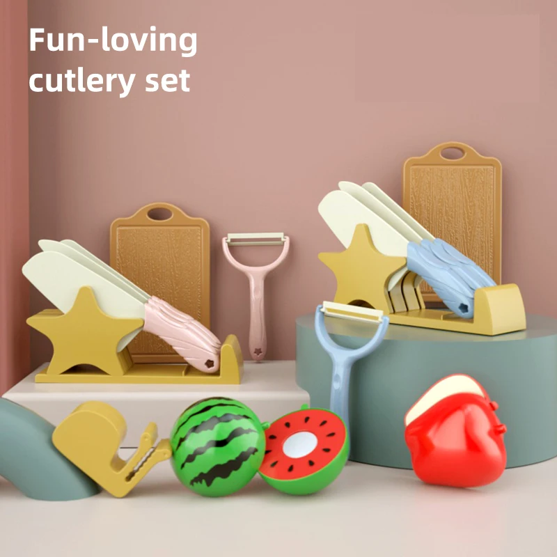 子供用クッキングセット 7点 モンテッソーリキッチンツール 幼児ごっこ遊び 安全なナイフ付きボード 果物や野菜を切れる