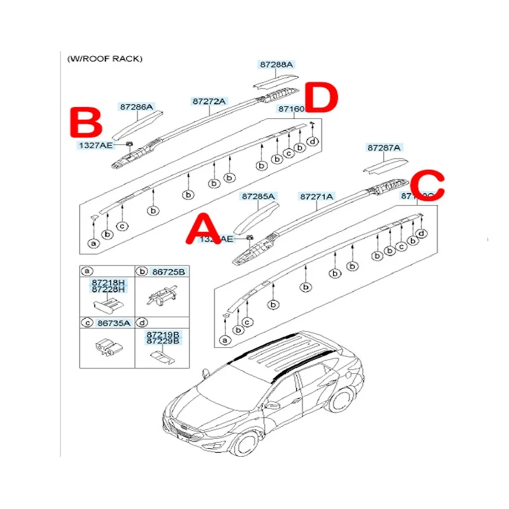 

A82E-Half-View Sunroof Roof Rack Cover For Hyundai IX35 TUCSON 2011-2015 872512S000 872522S000 872612S000 872622S000