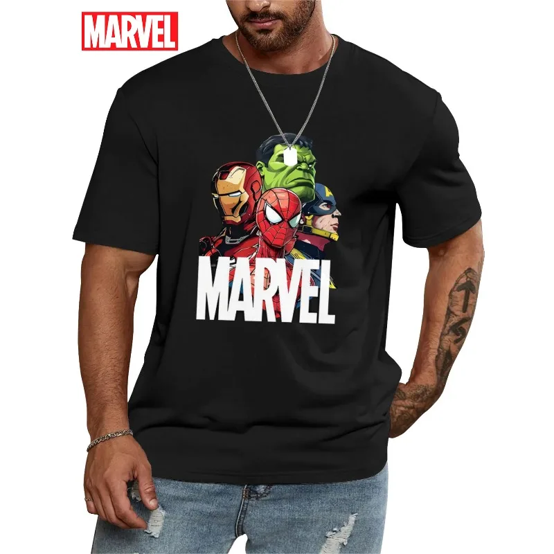 

Summer New Marvel Joint Cartoon Creative Printing T-shirt Men's and Women's American Loose Casual Trend Short-sleeved Top
