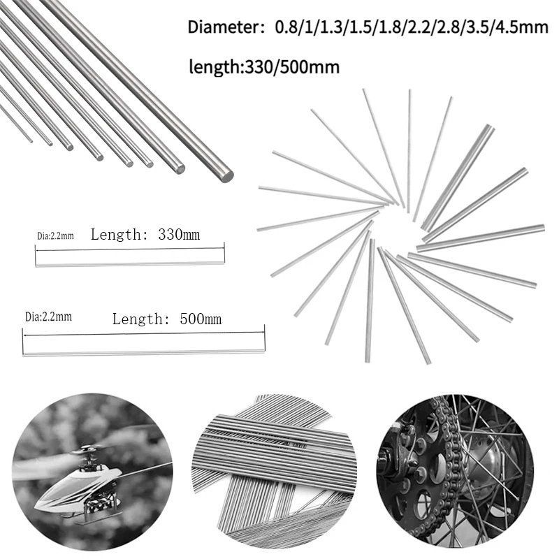 5-10pcs Diameter 0.8mm to 4.5mm Stainless Steel Round Rods with Lengths of 330mm500mm Corrosion Resistant For DIY Project