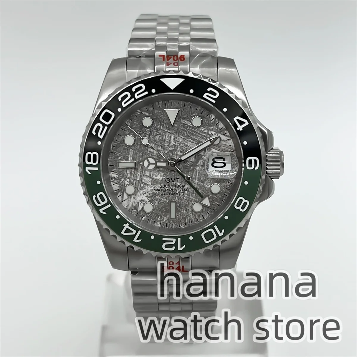 40mm NH34 GMT Men's Diving Automatic Mechanical Watch 120 click one way rotation Sapphire Glass Green C3 Luminou 100m waterproof