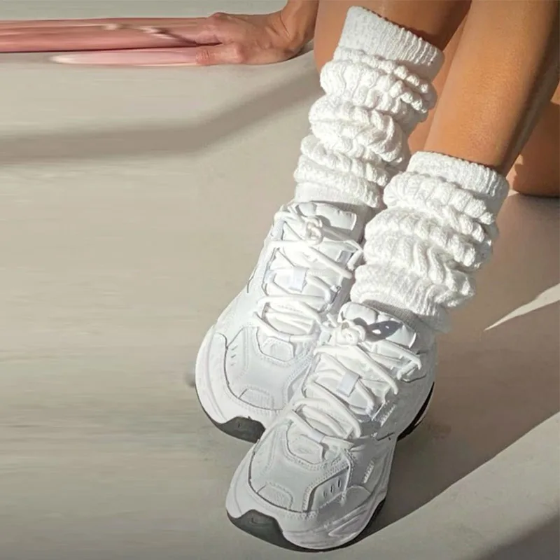 Slouch Socks Grube termiczne podkolanówki damskie w stylu dzianiny Jednokolorowe skarpetki na łydki Śliczne długie luźne skarpetki Slouch Socks Winter Warm