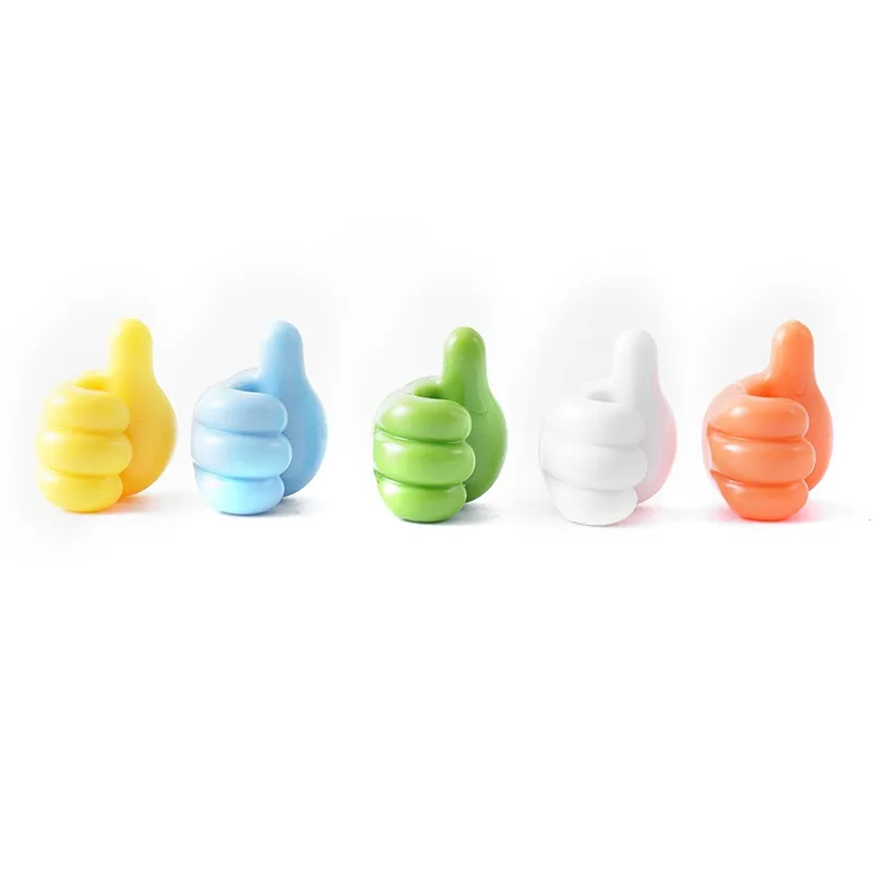 10Pcs Silicone Thumb Wall Hooks Self-Adhesive Thumb Cable Organizer Clips Key Hook Multi-Function Wall Hangers Storage Hooks