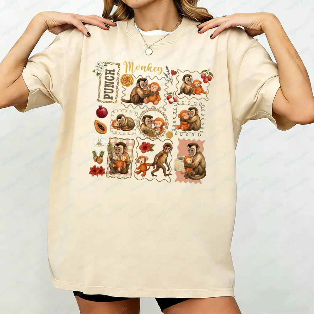 Monkey Punch T Shirt Men Women Unisex  Cute Monkey Graphic Tee Animal Lover Cozy Mom Gift Casual Shirt T Shirts