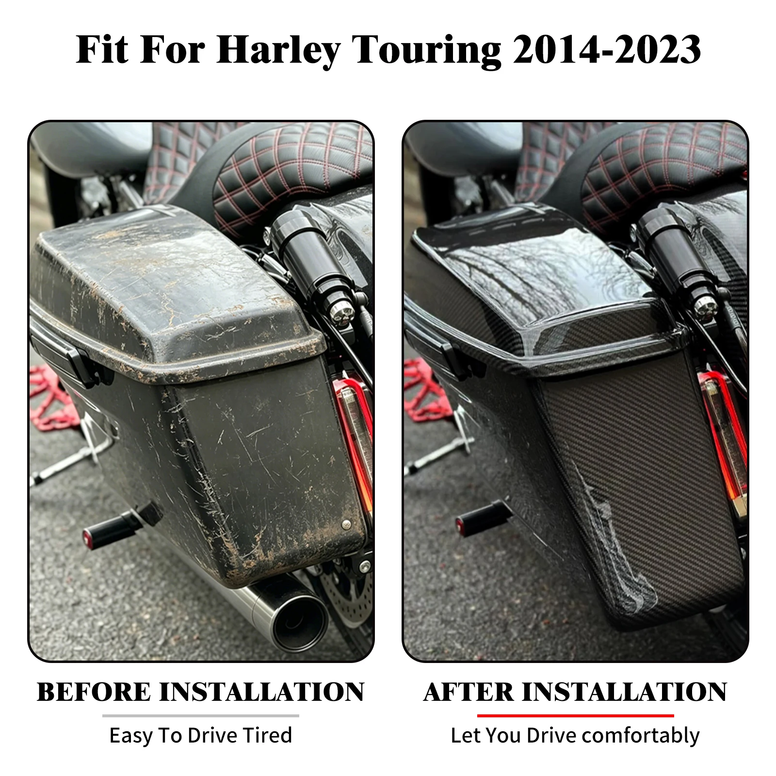 Motorcycle Hard Saddlebag Side Luggage Boxes With Lids Cover For Harley Touring Road King Street Electra Road Glide 2014-23 Bags view 2