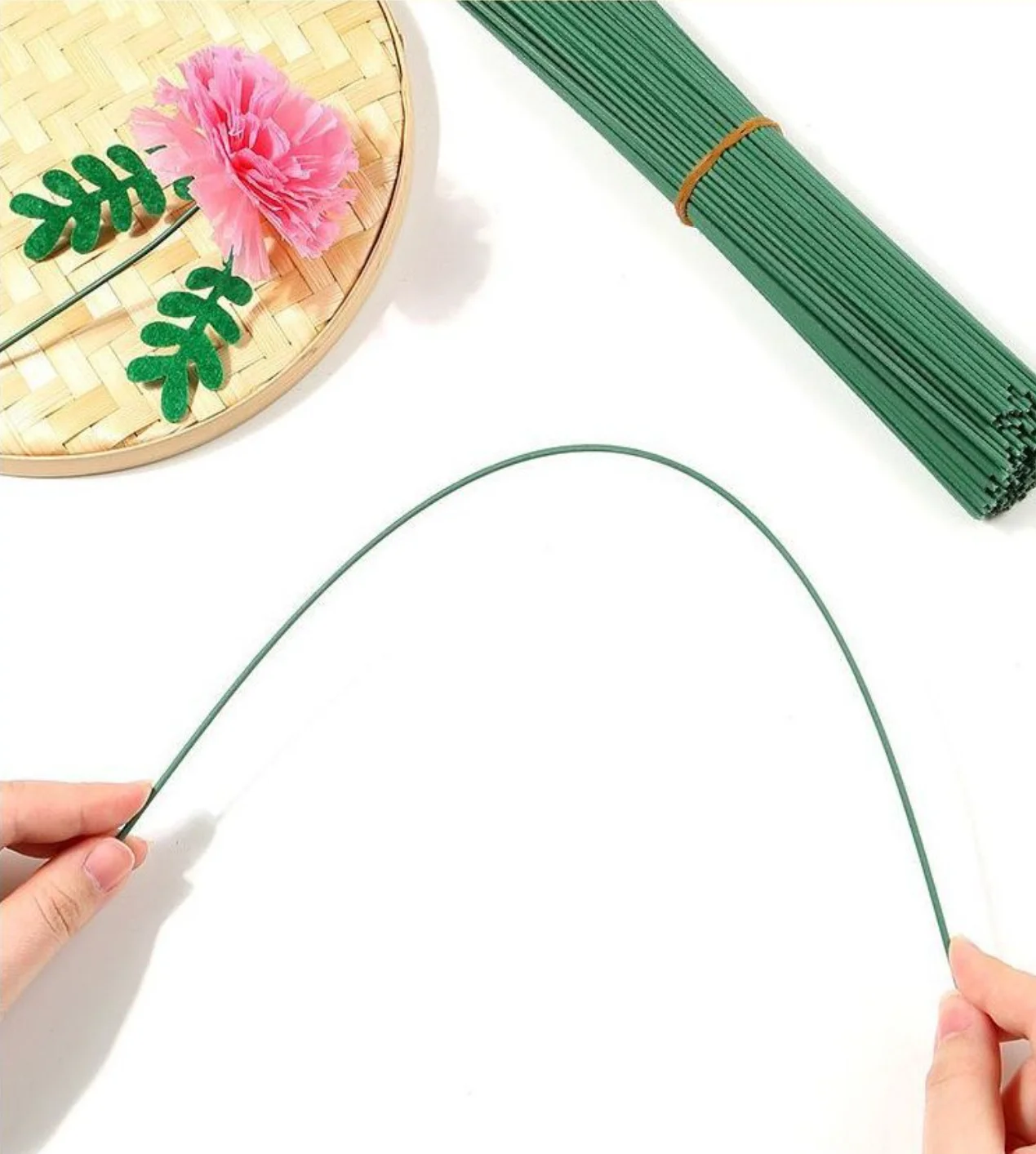 Plastic-clad Iron Flower Stem For Artificial Hydrangea Rose For DIY Nylon Stocking Flower Branche Making Wedding Decor Accessory