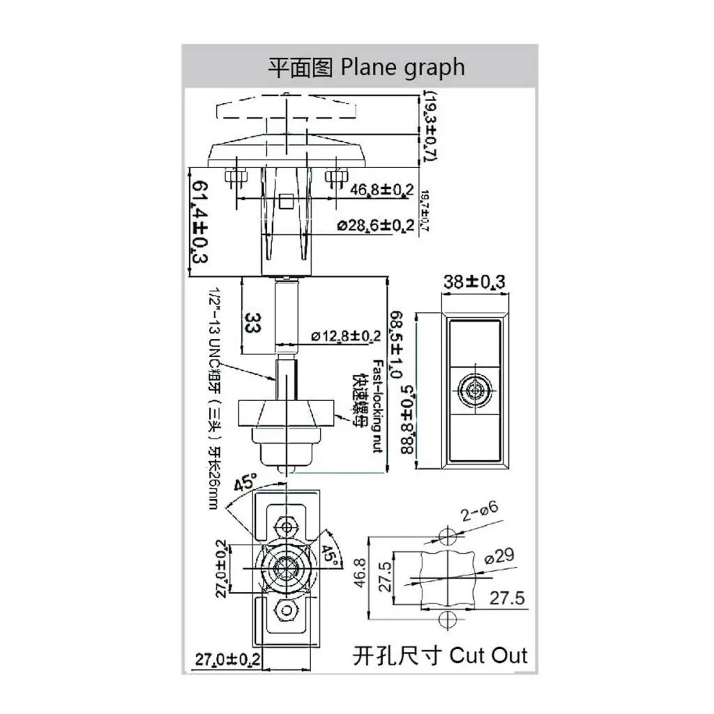 Cabinet Cylinder Lock Zinc Alloy Plug Lock with Three Keys for Snack Vending and Mini Lockers
