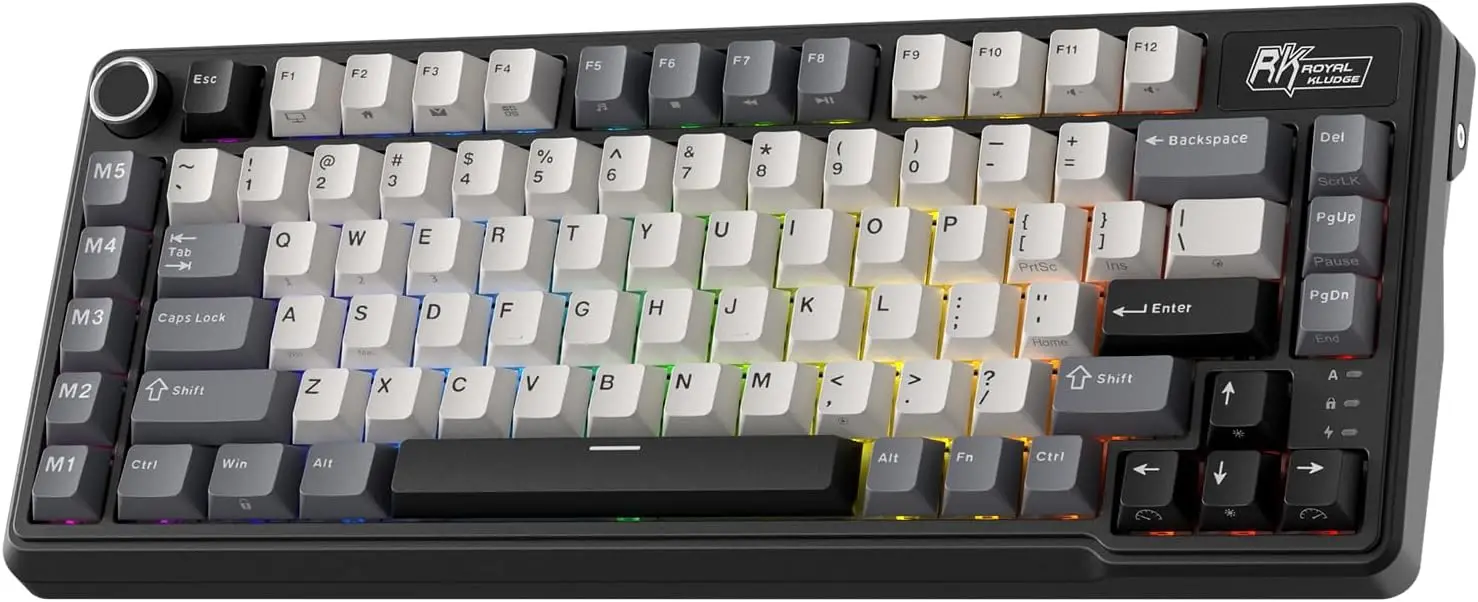 75% TKL Wireless Mechanical Keyboard with Gasket Mount, Hot-Swappable Switches, 8000mAh Battery & RGB Backlight