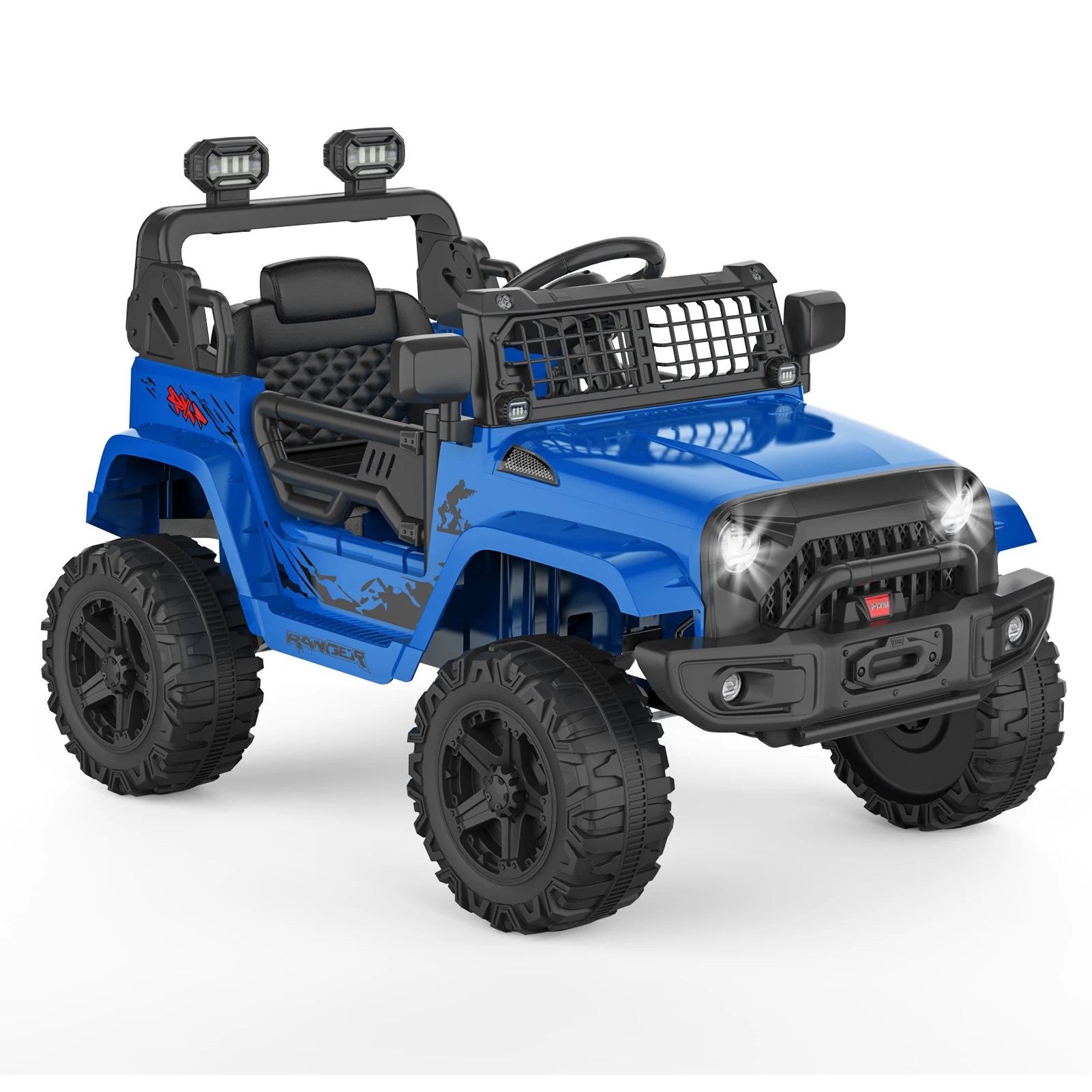 12v Electric Ride-on Truck for Kids with Parent Remote Control,3 Speeds,Spring Suspension & LED Lights,ASTM Vehicle Certified