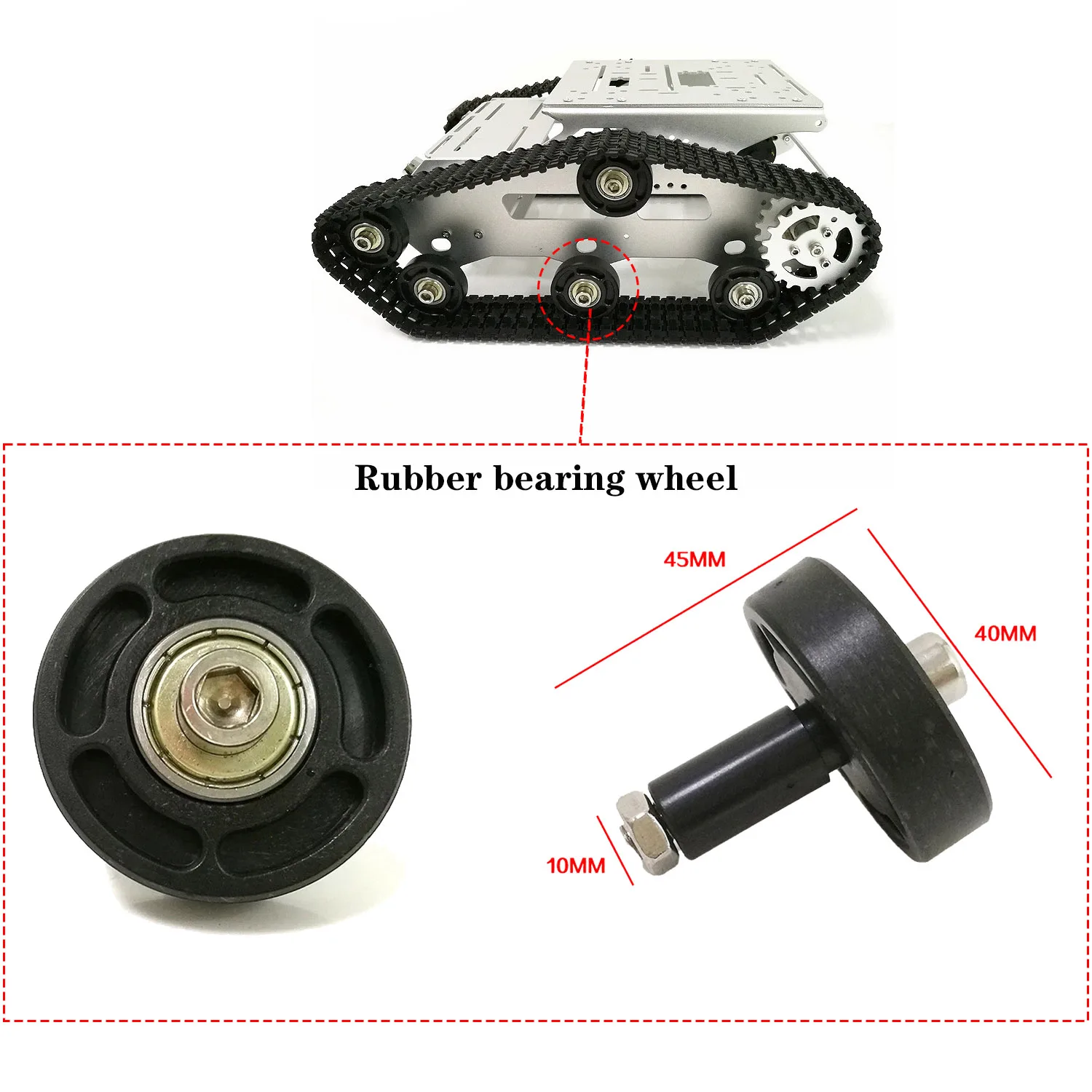 Accessorio per auto con ruota del serbatoio con ruota cingolata in plastica da 2 pezzi per telaio del serbatoio RC giocattolo RC fai da te