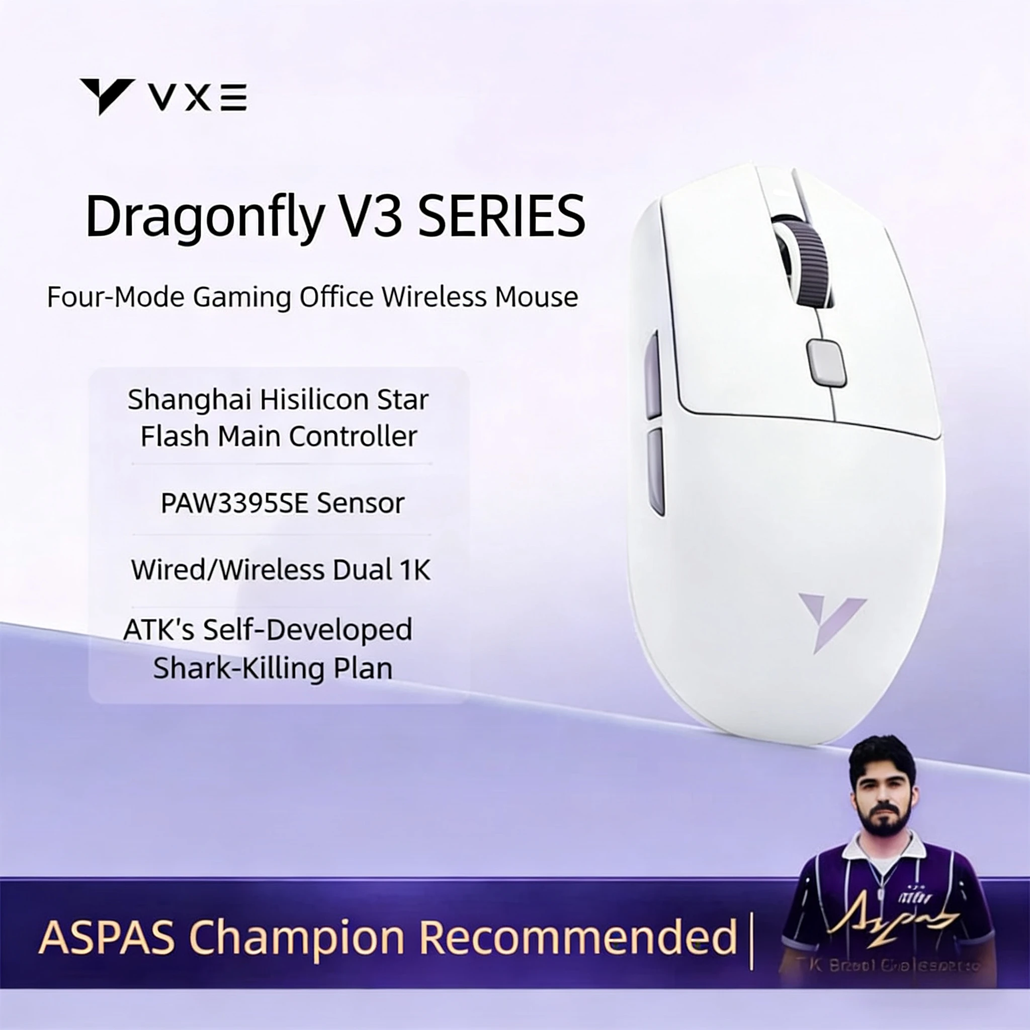 

VXE Dragonfly V3 Pro Small Medium Hand Four-mode Game Office Wireless Mouse Computer Lightweight Ergonomics Long Battery Life