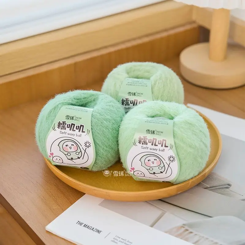 Snowball DIY Hand-woven Waxy Jiji Scarf Hat Gloves Crochet Stick Needle Plush Doll Wool Ball/50g