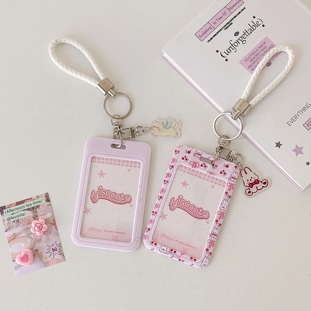 Брелок для ключей с милым кроликом и котом, держатель для карт, защита для фотографий для девочек, коллекционные карты Kpop