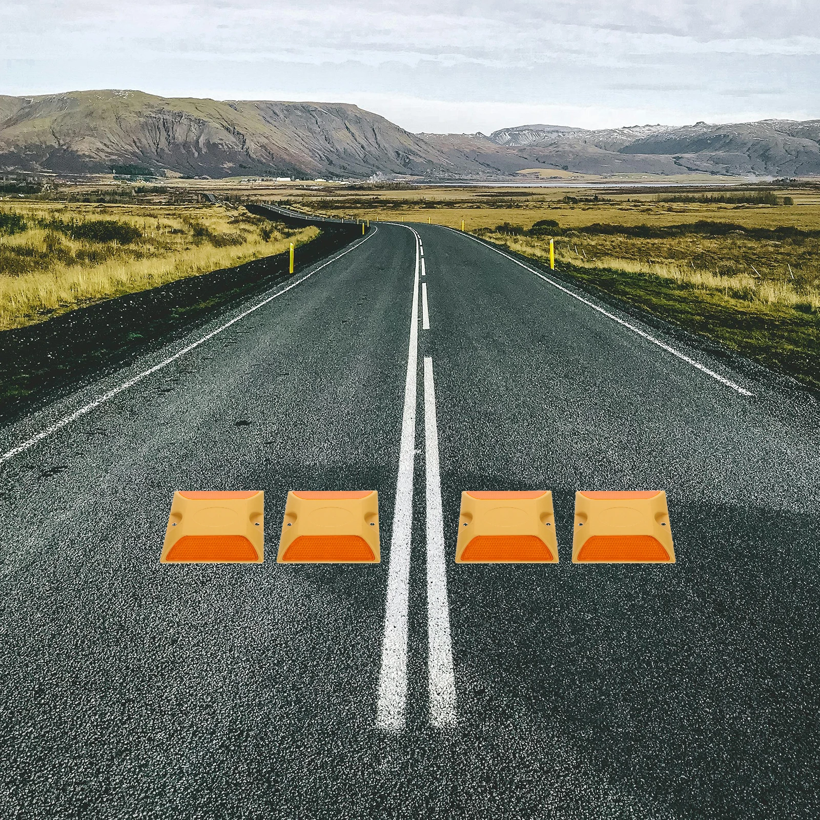 4 Pcs Plastic Road Spikes Driveways Marker Driveroad Accessories Pavement Markers Reflectors Reflective