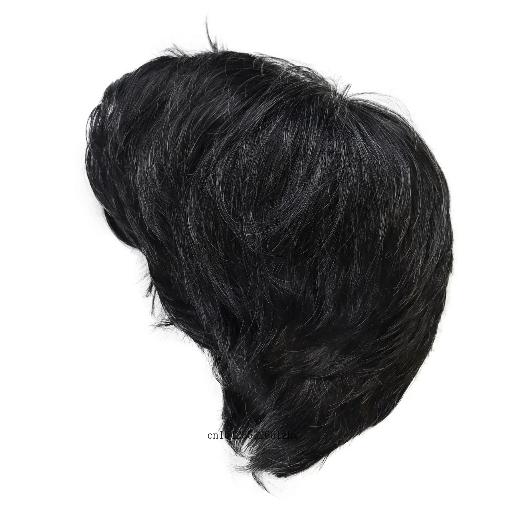 Peruca curta sintética masculina com franja lateral misturada peruca preta masculina natural pixie corte de cabelo peruca diária cosplay fibra macia resistente ao calor