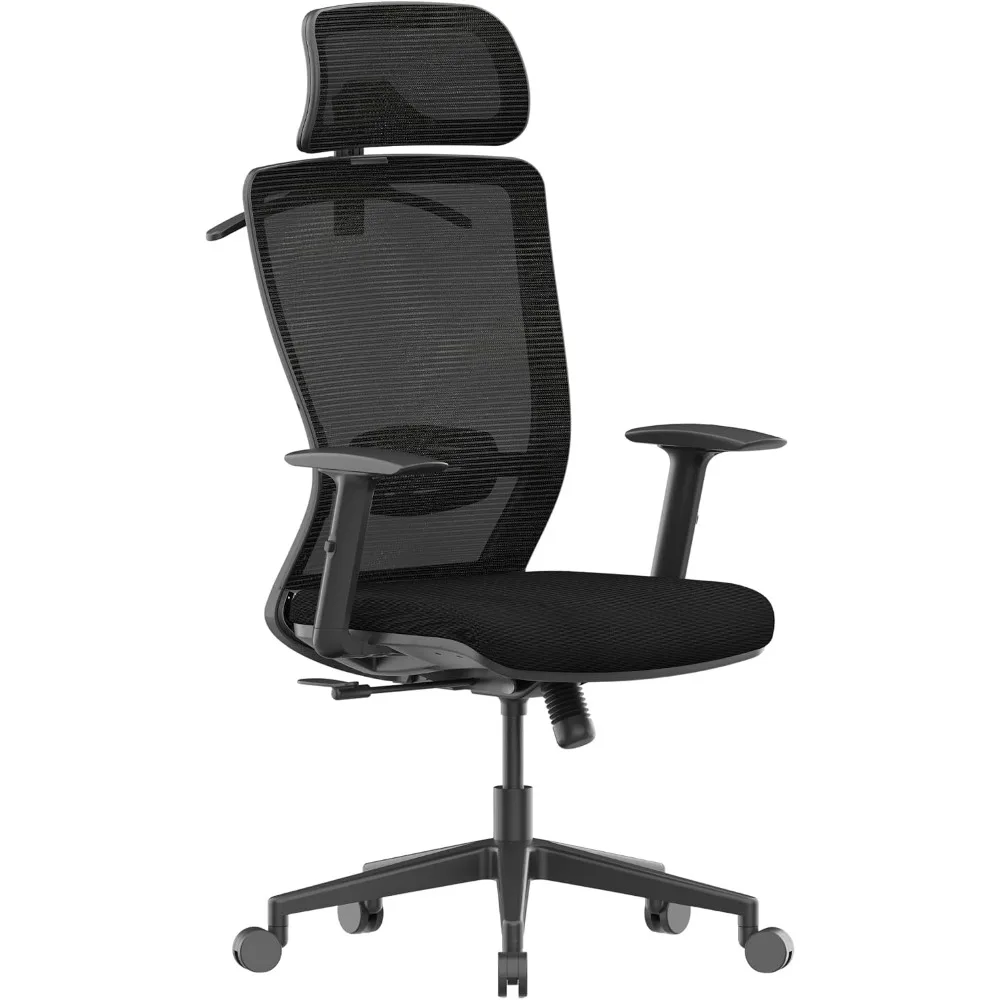 Ergonomic High Back Office Chair with Adjustable Lumbar Support, Armrests, Tilt Lock, and Swivel for Comfortable Desk Use