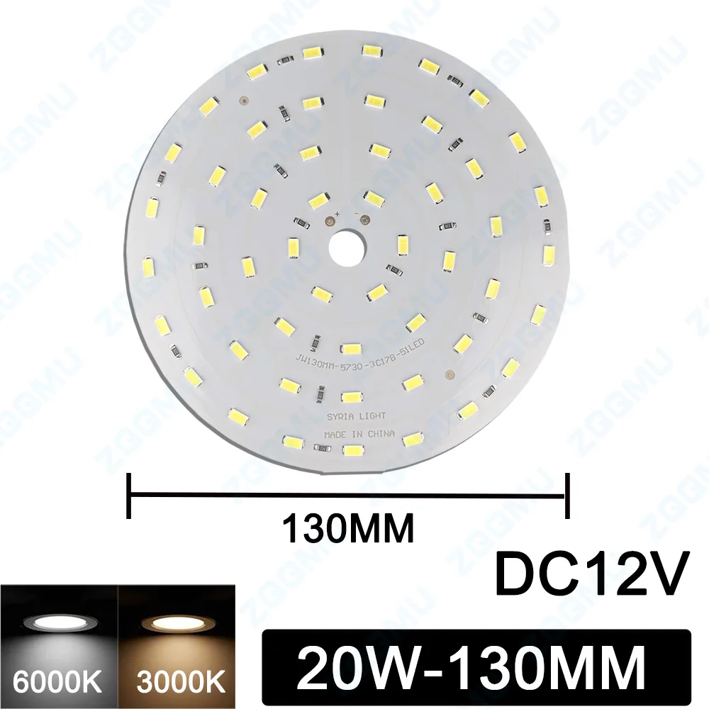 LED PCB Board, DC12V, 3W, 5W, 7W, 9W, 12W, 15W, 18W, 20W, 30W, 45W LED White/Warm White, Circular Light Source Board